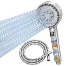 Load image into Gallery viewer, MEKO Hard Water Filter Shower Head and Hose, 4 Spray Modes High Pressure Shower Heads with 18 Layers Filtration, Bathroom 4.3" Large Panel Shower Filter for Residual Chlorine Remove