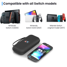 Load image into Gallery viewer, MEKO Carrying Case for Nintendo Switch 2 2025 and Console, Protective Travel Case with 10 Game Cartridges, Hard Portable Shell Pouch Compatible with Nintendo Switch 2 Console & Accessories Black