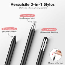 Load image into Gallery viewer, MEKO Switch Stylus Pens for Touch Screens 2Pack, Universal Tablet Pen Capacitive 3 in 1 Stylus for iPhone/iPad/pro/Mini/Air/Samsung/Honor/Xiaomi/Tablet/Switch 2 (Black + Rose Gold)