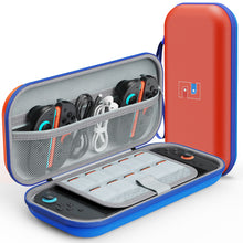 Load image into Gallery viewer, MEKO Carrying Case Compatible with Nintendo Switch 2 and Console 2025, Protective Travel Case with 10 Game Cartridges, Hard Portable Shell Pouch for Nintendo Switch 2 Console & Accessories Red+Blue