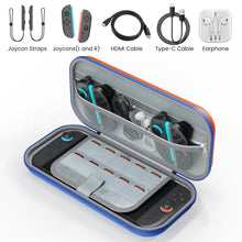 Load image into Gallery viewer, MEKO Carrying Case Compatible with Nintendo Switch 2 and Console 2025, Protective Travel Case with 10 Game Cartridges, Hard Portable Shell Pouch for Nintendo Switch 2 Console & Accessories Red+Blue