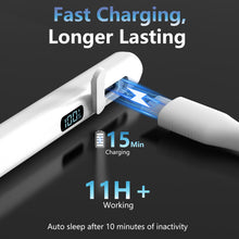 Load image into Gallery viewer, MEKO Pencil for Apple iPad 2018-2025 with Digital Power Display, 15 Minutes Fast Charging and Tilt Sensitivity Pen Compatible with iPad 6-10, Pro 11"/12.9"/13", Air 3-5/M2/M3, Mini 5/6/7