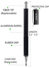 Load image into Gallery viewer, 2-in-1 Stylus Precision Disc Styli Touch Screen Pen with 3 Replaceable Tips