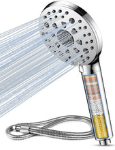 Load image into Gallery viewer, MEKO Hard Water Filter Shower Head, 15 Stage Shower Filter 7 Spray Modes High Pressure Shower Heads and 1.5m Hose, Residual Chlorine Remove Shower Filter, Handheld Shower Head and Hose (Matt Silver)
