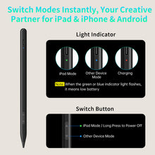 Load image into Gallery viewer, MEKO Dual System Pencil for Apple iPad &amp; iPhone &amp; Android, 15-Minute Fast Charge Universal Stylus Pens for Touch Screen, Precision Stylus for iPad Pro, Air, Mini(with Palm Rejection), Tablet Black
