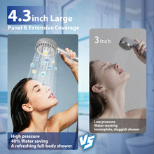 Load image into Gallery viewer, MEKO Hard Water Filter Shower Head and Hose, 4 Spray Modes High Pressure Shower Heads with 18 Layers Filtration, Bathroom 4.3&quot; Large Panel Shower Filter for Residual Chlorine Remove
