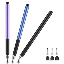 Load image into Gallery viewer, MEKO 2-in-1 Stylus Pens for Touch Screens 3Pack, Anti-Slip Grip High Capacitive Universal Tablet Pen for iPhone/iPad/pro/Mini/Air/Samsung/Tablet/Switch, 3 Disc Tips and Rubber Tips
