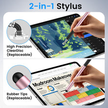 Load image into Gallery viewer, MEKO 2-in-1 Stylus Pens for Touch Screens 3Pack, Anti-Slip Grip High Capacitive Universal Tablet Pen for iPhone/iPad/pro/Mini/Air/Samsung/Tablet/Switch, 3 Disc Tips and Rubber Tips

