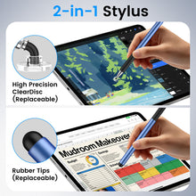 Load image into Gallery viewer, MEKO 2-in-1 Stylus Pens for Touch Screens 3Pack, Anti-Slip Grip High Capacitive Universal Tablet Pen for iPhone/iPad/pro/Mini/Air/Samsung/Tablet/Switch, 3 Disc Tips and Rubber Tips
