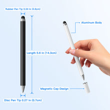 Load image into Gallery viewer, MEKO Stylus Pens for Touch Screens 3Pack, 2 in 1 Tablet Pencil with Magnetic Cap, High Precision Stylus Pen for iPad Compatible with Apple, iPhone, Android, Tablets, Phones, Switch(Black&amp;White&amp;Blue)
