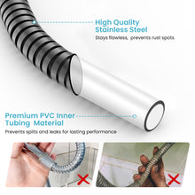 Load image into Gallery viewer, MEKO Shower Hose 1.8m, Stainless Steel Leakproof Shower Hoses，Replacement 9mm (Outer)/6mm(Inner) Large Bore Universal Standard G1/2&quot; High Pressure Resistance, Anti-Kink Hose (Grey)
