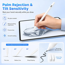 Load image into Gallery viewer, MEKO Pencil for Apple iPad 2018-2026, 10H Battery Life, 0.1mm Pixel Precision, Palm Rejection Pen for iPad 11 A16/10/9/8/7/6th Gen, Pro 12.9/11/13 Inch M4/M5, Air 3/4/5/M2/M3, 2 Extra Tips
