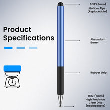 Load image into Gallery viewer, MEKO 2-in-1 Stylus Pens for Touch Screens 3Pack, Anti-Slip Grip High Capacitive Universal Tablet Pen for iPhone/iPad/pro/Mini/Air/Samsung/Tablet/Switch, 3 Disc Tips and Rubber Tips
