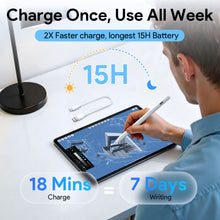 Load image into Gallery viewer, MEKO Ultra-Quiet Pencil for Apple iPad 2018-2026, 2X Fast Charge Stylus Pen for iPad a16 Compatible with iPad 6th-11th Gen, Pro 12.9/11/13/ M4/ M5, Air 3/4/5/M2/M3, Mini 5-7th Gen, Palm Rejection
