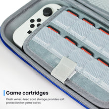Load image into Gallery viewer, MEKO Carrying Case Compatible with Nintendo Switch 2 and Console 2025, Protective Travel Case with 10 Game Cartridges, Hard Portable Shell Pouch for Nintendo Switch 2 Console &amp; Accessories Red+Blue
