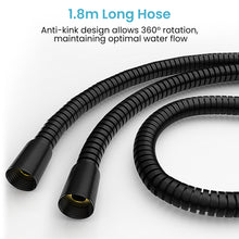 Load image into Gallery viewer, MEKO Shower Hose 1.8m, Stainless Steel Leakproof Shower Hoses，Replacement 9mm (Outer)/6mm(Inner) Large Bore Universal Standard G1/2&quot; High Pressure Resistance, Anti-Explosion and Anti-Kink Hose (Black)
