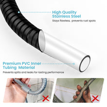 Load image into Gallery viewer, MEKO Shower Hose 1.8m, Stainless Steel Leakproof Shower Hoses，Replacement 9mm (Outer)/6mm(Inner) Large Bore Universal Standard G1/2&quot; High Pressure Resistance, Anti-Explosion and Anti-Kink Hose (Black)
